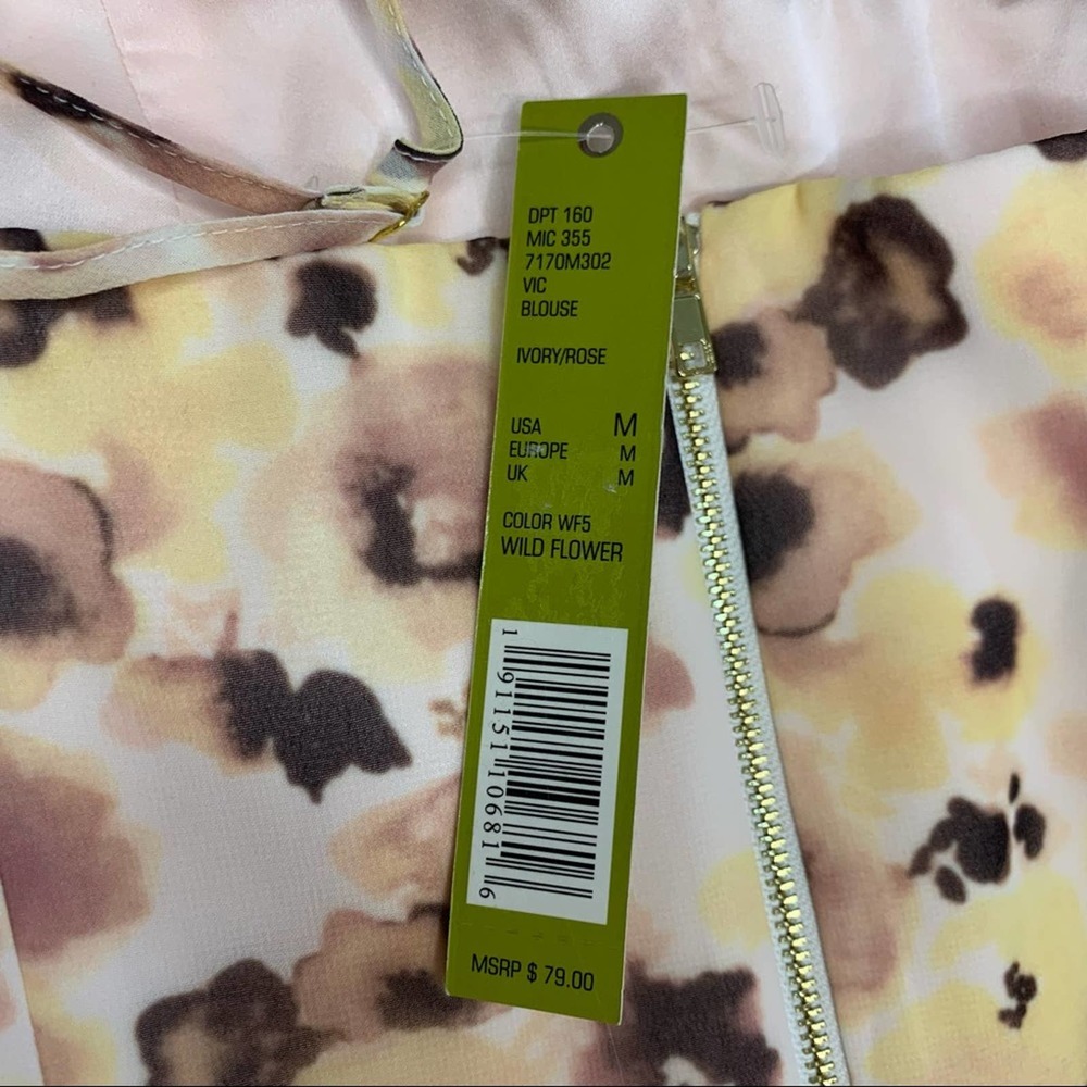 Gianni Bini NEW Vic Cropped Top Wild Flower Sheer Blouse Medium - Picture 8 of 16